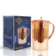 Pure Copper Embossed Jug With Brass Knob on Lid