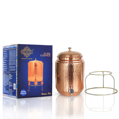 Pure Copper Hammered Design Water Pot with Stand