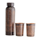 Antique Embossed Copper Bottle Gift Set With 1 Copper Bottle & 2 Glass