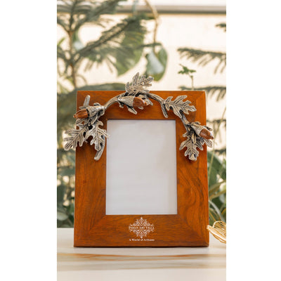 Wooden Photo Frame with Leaf & Acorn Design