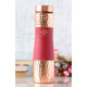 Handcrafted half hammered pure copper water bottle with striking red silk finish by Indian Art Villa