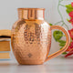 Designer hammered copper jug with surai shape and bowl lid perfect for Ayurvedic drinking and rustic style presentation