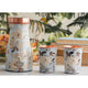 Indian Art Villa blue pure copper bottle in curved shape with floral gold artwork and pair of matching copper glasses