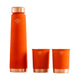Pure Copper Bottle And Glass Set With Silk Finish Pyramid Design