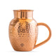 Pure hammered copper jug with surai shape and bowl lid by Indian Art Villa perfect for Ayurvedic water and home serving