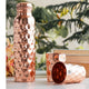 Beautifully diamond hammered copper water bottle and glass set, Indian Art Villa, with leak-proof closure