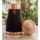 Indian Art Villa black silk copper bedroom bottle with inbuilt glass designed for nightly hydration and bedside convenience