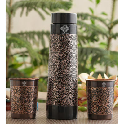 Antique  Embossed Pyramid Design Pure Copper Drinkware Gift Set