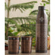 Pure Copper Antique Finished Embossed Design Bottle With Glass Set