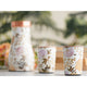Indian Art Villa floral gold printed copper bottle with curved body and two short matching printed drinking glasses