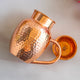 Classic Indian Art Villa hammered copper jug with bowl style mouth surai shape and handle ideal for kitchen or dining use

