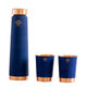 Pure Copper Bottle And Glass Set With Silk Finish Pyramid Design