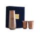 Matching copper bottle and two glass set by Indian Art Villa created with hammered design and polished copper surface