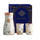 Indian Art Villa copper bottle set with soft shine finish and two simple round copper glasses in matching design