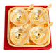 Pure Silver Plated Gold Polished 4 Bowl 4 Spoons 1 Tray