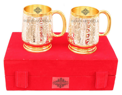 Silver Plated Gold Polish Set of 2 Beer Mug