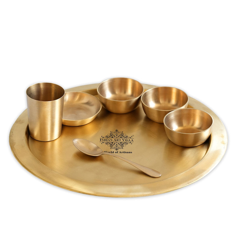 Pure Brass Matt Finish 7 Pieces Dinner Set / Thali Set