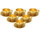 Indian Art Villa handcrafted brass tea set of 6 with ornate embossed pattern and polished finish in timeless golden tone