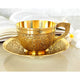 Traditional brass cup and saucer with embossed rim and petal design handcrafted by Indian Art Villa for festive occasions