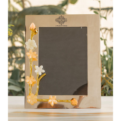 Silver Plated Photo Frame, Lotus Bird Flowers Design