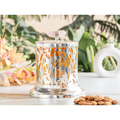 Silver Plated Brass & Glass Jali oval Shape Cutting Dry Fruit Box