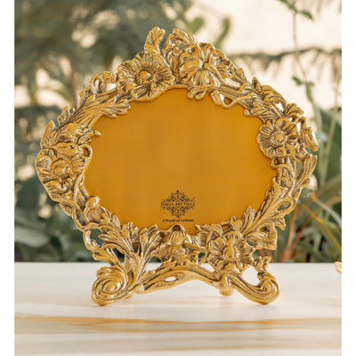 Brass Finish Photo Frame with Floral Design