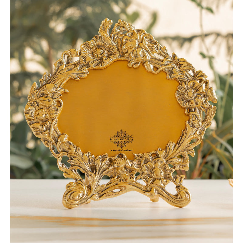 Brass Finish Photo Frame with Floral Design