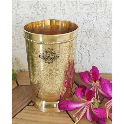 Brass Embossed Glass Set - 300 ML