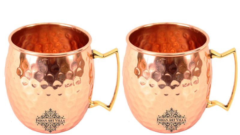 Pure Copper Round Shaped Hammered Design Moscow Mule Beer Mug