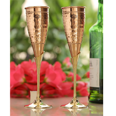 Copper Champagne Glass with Beautiful Brass Stand