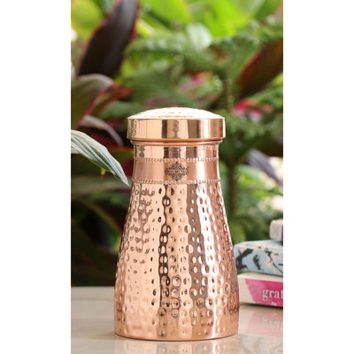 Pure Copper Bedroom Water Bottle with Inbuilt Glass