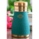 Eco-Friendly 600ml Green Silk Finish Copper bedroom  Bottle with Hammered Body and Inner Glass from Indian Art Villa