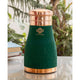 Indian Art Villa hammered green copper water bottle with smooth silk finish outer body polished copper neck and inbuilt tumbler