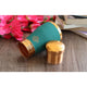 Indian Art Villa handcrafted hammered green copper bottle with silk matte coating and built in glass for home interiors