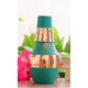 Elegant Green Copper Surahi Bottle with Dual Finish Hammered Texture and Silk Coating by Indian Art Villa