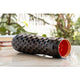 Copper water bottle with honeycomb pattern and black finish that supports health by naturally purifying drinking water daily