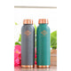 Gray and green matte copper bottles with minimalist design and brushed copper details by Indian Art Villa