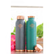 Matte coated copper bottles in gray and green with uniform curves and satin smooth finish by Indian Art Villa