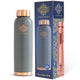 Pure copper water bottle in matte gray that supports digestion and detox when used daily handcrafted by Indian Art Villa