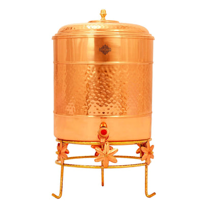 Pure Copper Water Pot with Stand- Hammered Design