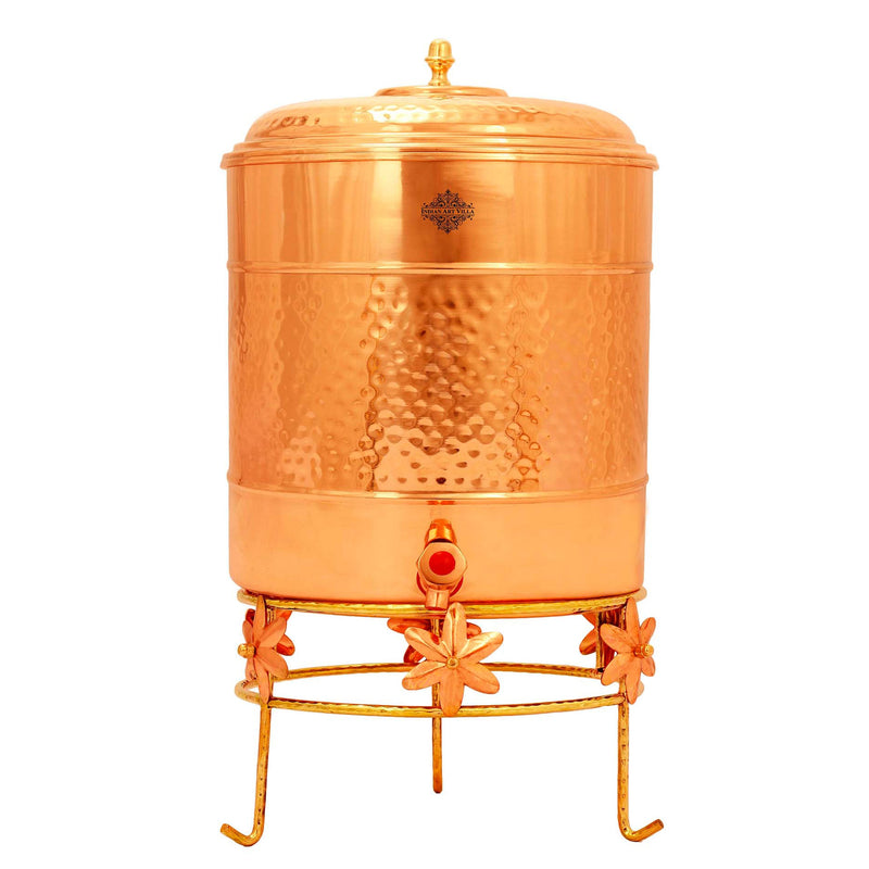 Pure Copper Water Pot with Stand- Hammered Design