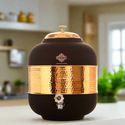 Pure Copper Half Hammered with Silk Finish  Water Pot