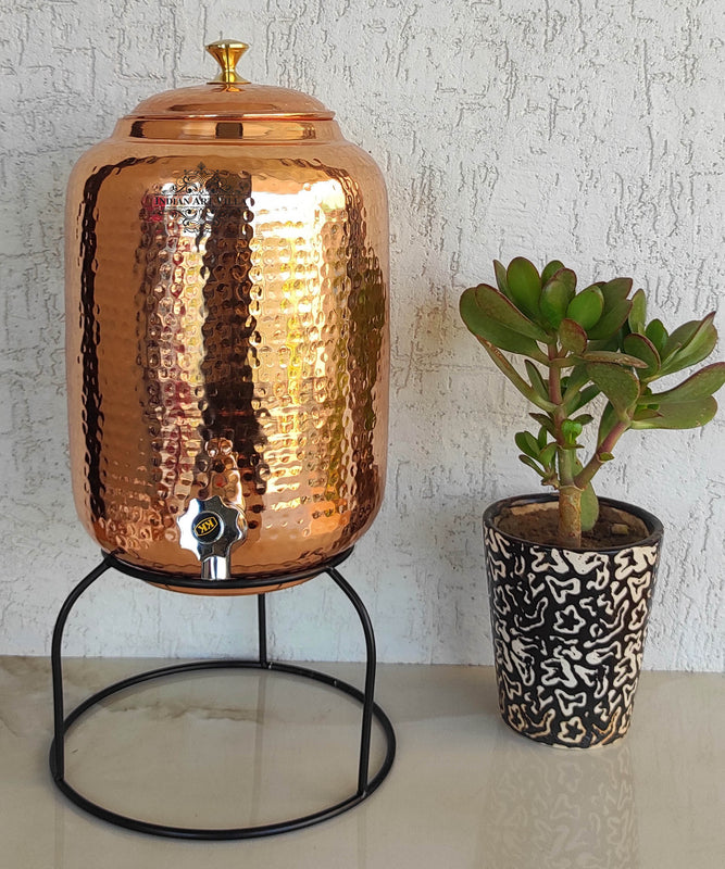 Hammered Design Copper Water Pot With Stand