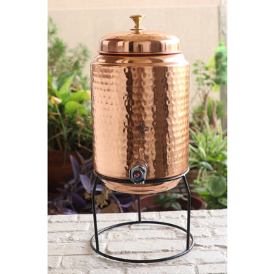 Pure Copper Water Pot with Tap & Stand 5 Liters