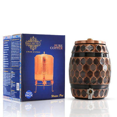 Copper Water Dispenser 5 Litre-Antique Diamond Design
