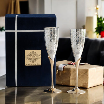 Silver Plated Embossed Design Champagne Glass