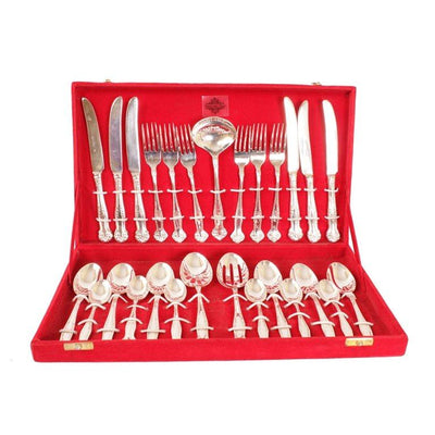 Pure Silver Plated Cutlery Designer Set of 27 Pieces