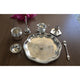 Indian Art Villa silver-plated pooja thali set with 9 accessories, a traditional religious gift item for festivals and rituals.