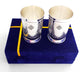 Embossed Designer Silver Plated Set of 2 Designer Glass With Blue Box