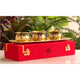 Pure Brass 3 Bowls with Neck Tie Design and 1 trey in Red Gift Box